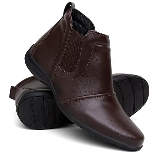 Bota Feminina Cano Curto Sem Salto Super Leve e Confortável - Marrom/36