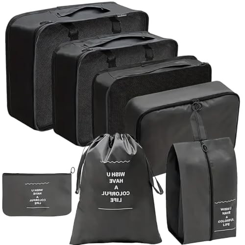 Organizador de Malas: Kit Completo de Organização de Viagem - Ideal para Mala de Viagem - Inclui Sacos a Vácuo e Bolsas Organizadoras - Facilite sua Viagem com Praticidade - 4Leader (Bege)