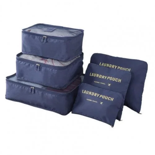 Kit organizador de mala bagagem viagem necessaire 6 peças (Azul Marinho)