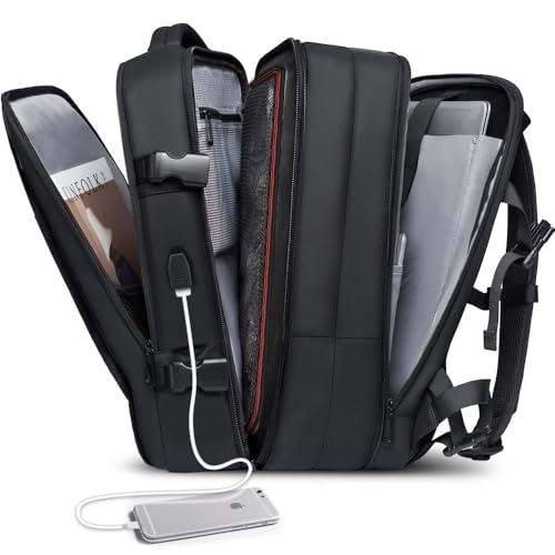 Mochila de Viagem Executiva Impermeável Masculina Feminina, Bolsa Para Notebook Expansivel Cabo USB,Mochilas Trabalho Escola Viagens Presente（Preto）