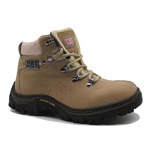 Bota Coturno Cat Unissex Adventure Couro Legítimo Palmilhas Gel (36, Nude)