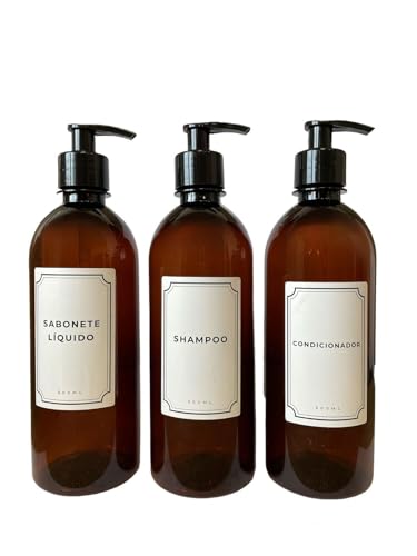 Kit Banheiro Frasco Shampoo Condicionador 500ml Pump (3 Un)