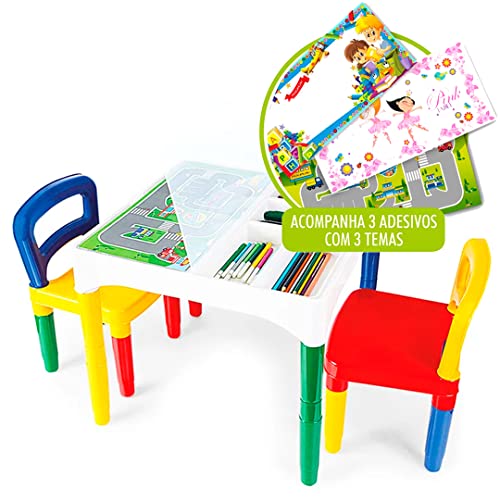 Mesinha Didática Poliplac Mini Mesa Crianças Com Cadeiras