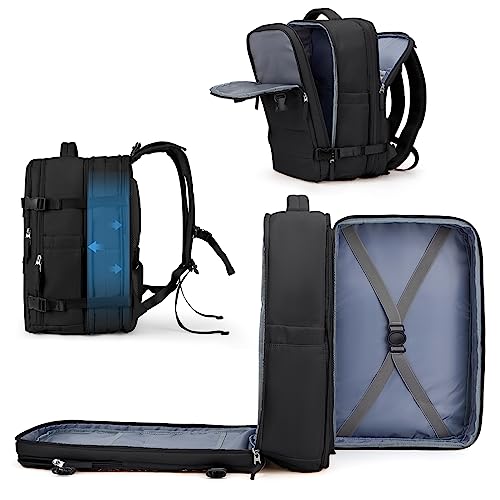 Mochila de viagem coowoz unissex, grande, mala de mão, mochila para trilha, Preto, Large