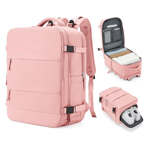 Mochila de viagem coowoz unissex, grande, mala de mão, mochila para trilha, rosa, Large