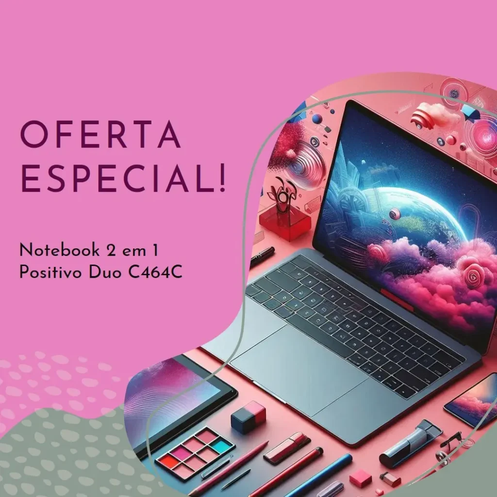 Notebook 2 em 1 Positivo Duo C464C Intel Celeron 4GB de RAM 64GB de Armazenamento Full HD Touch