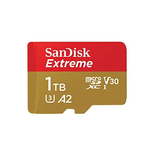 Cartão de memória SanDisk 1 TB Extreme microSDXC UHS-I com adaptador - C10, U3, V30, 4K, A2, Micro SD - SDSQXA1-1T00-GN6MA