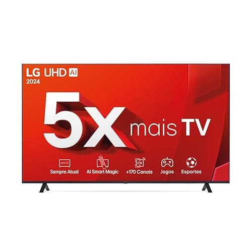 Smart TV 4K 75" LG UHD 75UT8050 Processador α5 Ger7 AI Alexa/Chromecast integrado Otimizador de Jogos webOS 24 Controle Smart Magic