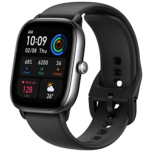 Amazfit GTS 4 mini A2176 smartwatch para homens e mulheres, Alexa GPS, rastreador de fitness com 120+ modos de exercício, duração da bateria de 15 dias, compatível com telefones Android e iPhone preto