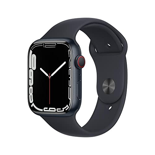 Apple Watch Series 7 (GPS + Cellular), Caixa em alumínio meia-noite de 45 mm com Pulseira esportiva meia-noite