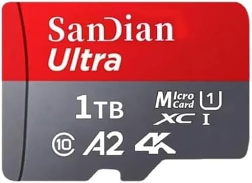 Cartão de Memória 1TB, MicroSDXC 1TB com Adaptador: Velocidade de Transferência de Até 100MB/s, Classificações A2, Classe 10, V30, U3, Armazenamento Rápido e Seguro para Smartphones,Câmeras etc.