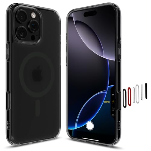 Spigen Capa Ultra Hybrid T MagFit projetada para iPhone 16 Pro Max [cobertura do botão de controle da câmera] [Proteção de nível militar] Compatível com MagSafe - Preto Frost
