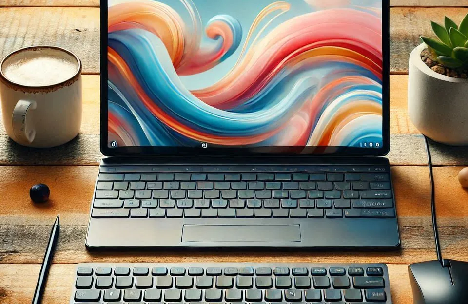 2 em 1 Tablet Android 12: 10,1" com Teclado, Mouse e 8GB RAM