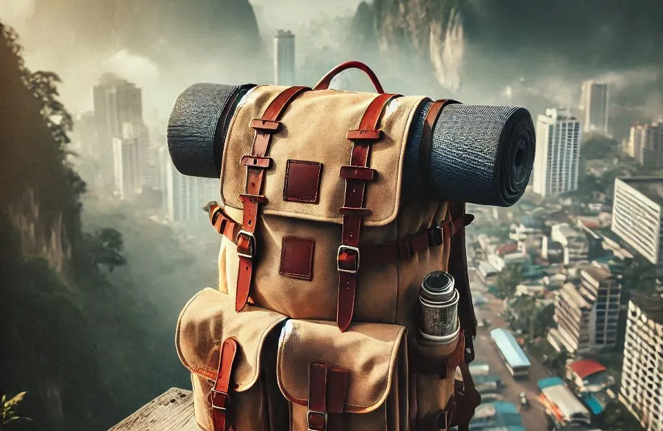Review: Mochila Grande para Viagem de Lona e Couro BANGE – Capacidade 35L