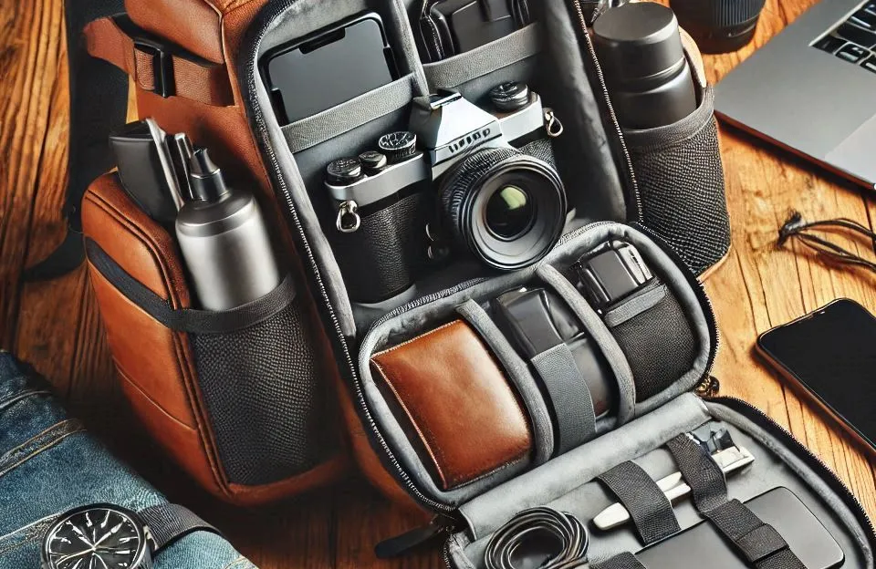 Mochila casual de viagem multifuncional com compartimentos inteligentes