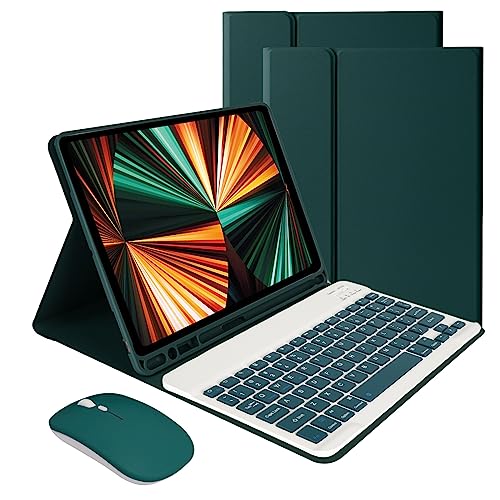 Capa de teclado inteligente com mouse para iPad Air de 11 polegadas (M2) 2024 e iPad Pro 11 polegadas (4ª/3ª/2ª/1ª geração), capa sem fio removível com suporte de lápis para iPad Air de 11 polegadas