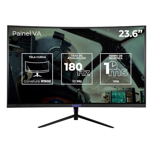 Monitor Gamer Mancer Valak Z180H, 23.6 Pol. VA, Curvo, FHD, 1ms, 180Hz, FreeSync e G-Sync, HDMI/DP, MCR-VKZ180H-BL01
