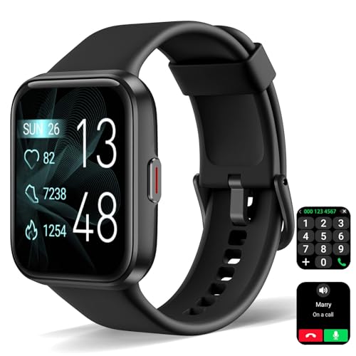 Relogio Smartwatch(Fazer/Atender Chamada), 1,8"Touchscreen Fitness Tracker com freqüência cardíaca Sanguíneo Monitor de sono compatível com iPhone e Android, Alexa Built-in, IP68 relógio impermeável