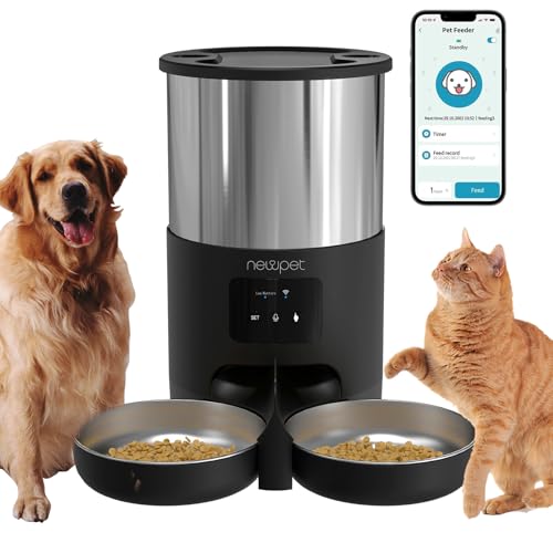5L Alimentador Automatico Pet, Tuya WiFi Alimentador Automatico Gatos, Fácil de Programar Pequenos Animais de Estimação em Ambientes Internos