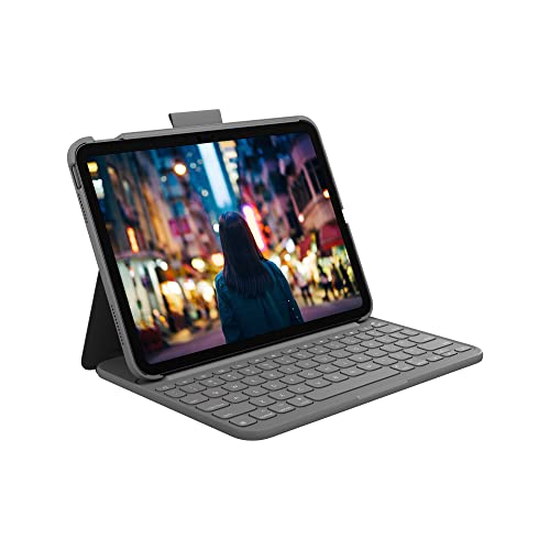 Capa com Teclado Logitech Slim Folio para iPad 10ª Ger Com Suporte, Conexão Bluetooth LE, Resistente à Quedas, Arranhões e Respingos
