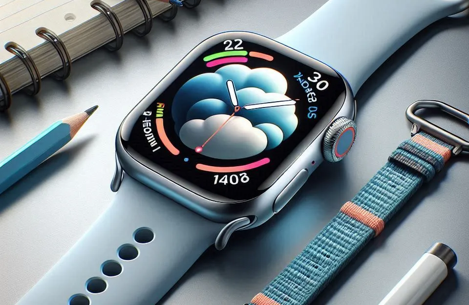Apple Watch SE GPS • Caixa Prateada de Alumínio – 40 mm • Pulseira Loop Esportiva Nuvem Azul