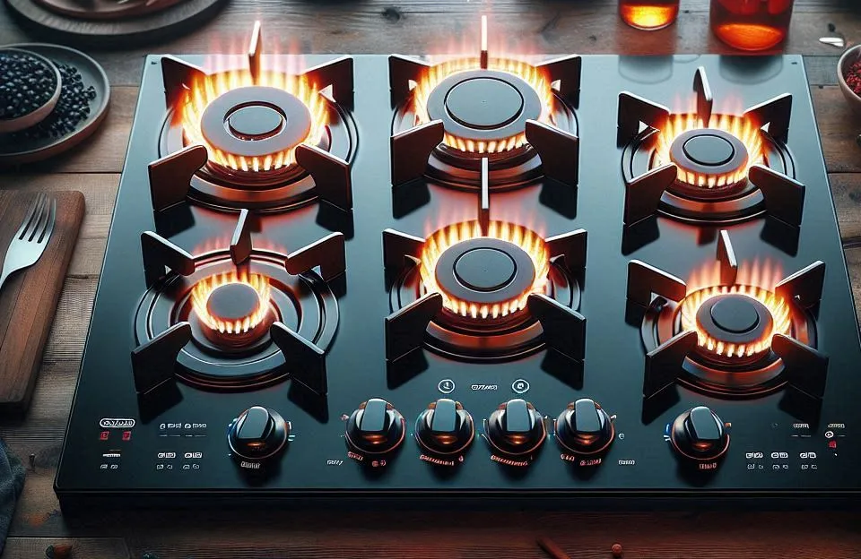 Fischer Cooktop à Gás 5 Bocas Tripla Chama Fit Line Mesa Vidro Preto Bivolt