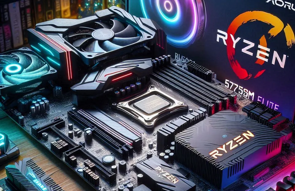 Kit Upgrade AMD Ryzen 7 5700X3D com B550M Aorus Elite e Memória RAM RGB