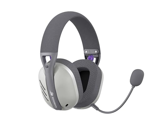 Fone de Ouvido Headset Gamer Havit Fuxi-H3 Gray, Com Fio e Sem Fio, Wireless 2,4GHz, Bluetooth, Cabo USB-C, Cabo 3,5mm. Surround, Baixa Latência, Quad-Mode