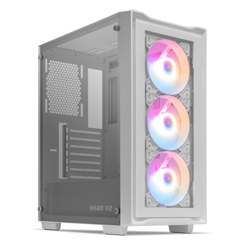 Gabinete Gamer Mancer Ward V2 | Rainbow | Mid-Tower | Lateral De Vidro | Com 3 Fans | Branco | MCR-WRDV2-WH