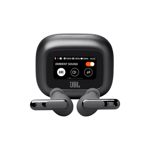 JBL, Fone de Ouvido Bluetooth, Live Beam 3, Intra Auricular, Sem Fio, Com Tela de 1.45", Cancelamento de Ruído, Resistente À Água e Poeira - Preto