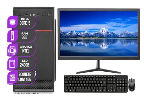 PC CPU Completo Mancer, Intel Core I5, 8GB De Memória Ram, SSD 240GB + Monitor 17"