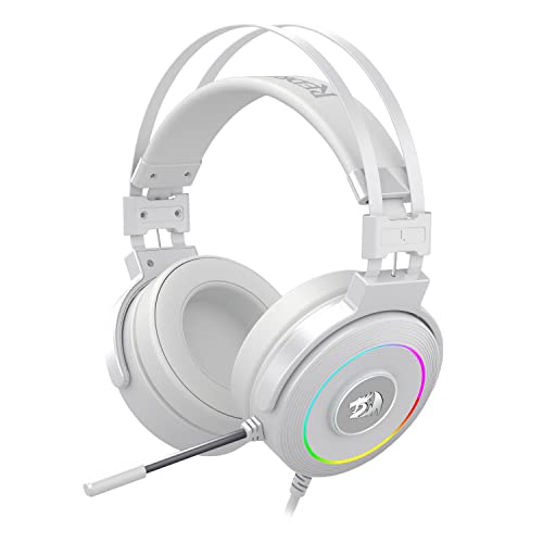 Redragon Headset Gamer Lamia 2 Lunar White RGB USB Som Surround 7.1 Virtual com Suporte de Headset - Branco