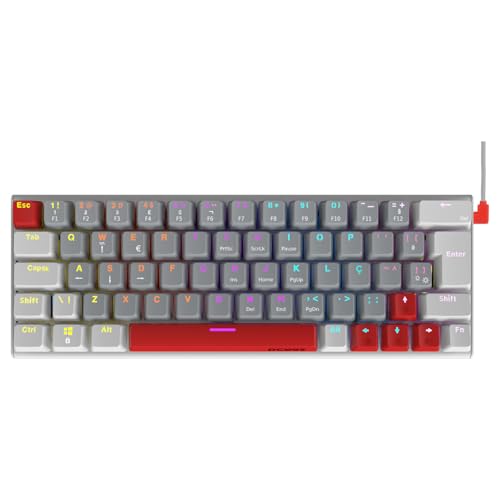 TECLADO MECÂNICO GAMER PCYES KUROMORI 60% WHITE GHOST - SWITCH RED - LED RAINBOW - PTKMWG60RD