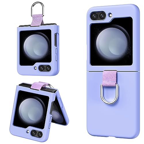 Telaso Capa para Samsung Galaxy Z Flip 5, Galaxy Z Flip5, capa fina e fina com suporte de anel de dedo capa protetora antiqueda para celular para Samsung Galaxy Z Flip 5 para mulheres e meninas, roxa