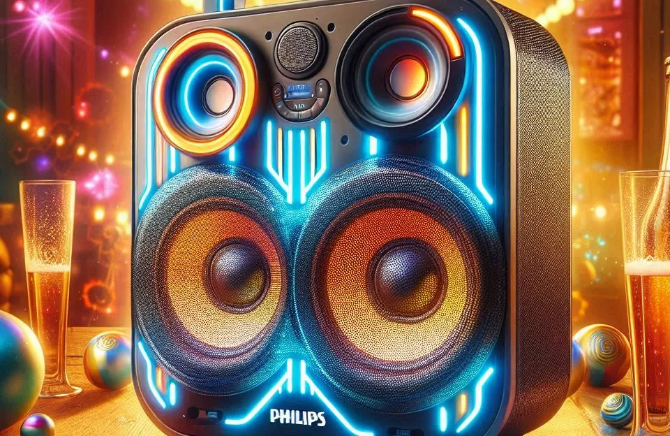 PHILIPS Party Speaker Bluetooth com 2 Falantes e Luzes LED