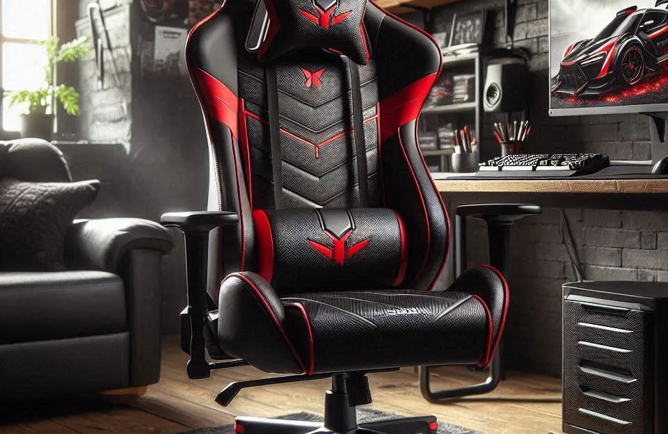 Moob Cadeira Gamer Reclinável GT Racer com Almofadas para Lombar e Pescoço Preto/Vermelho