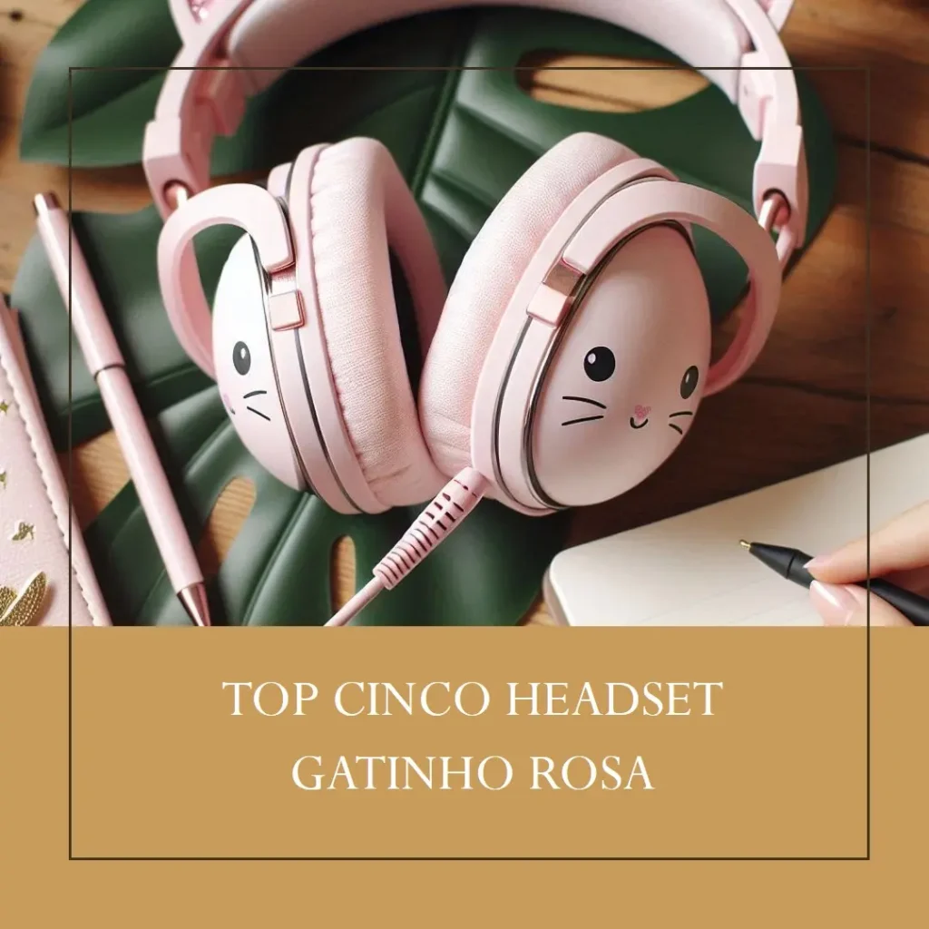 Top Cinco headset gatinho rosa