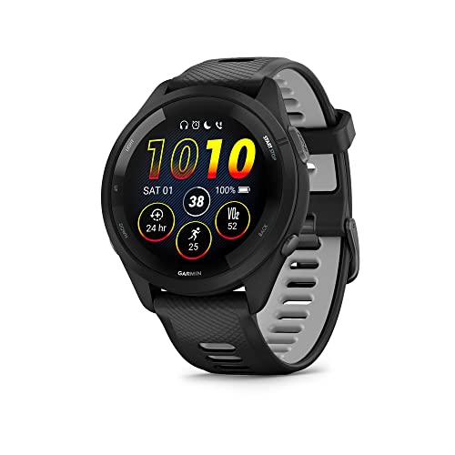 Garmin Smartwatch de corrida Forerunner 265, visor AMOLED colorido, métricas de treinamento e informações de recuperação, preto e cinza claro