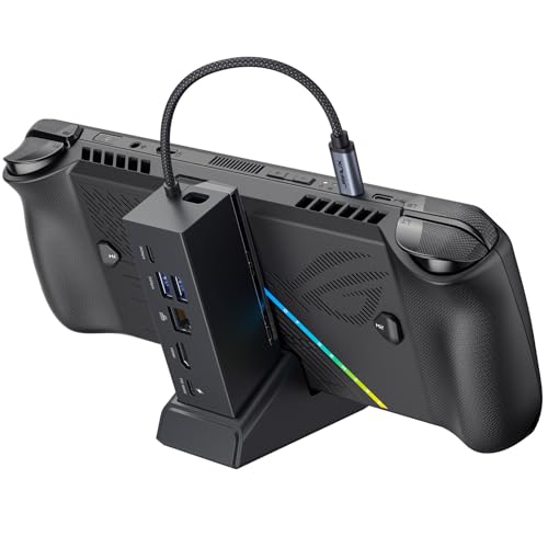 JSAUX Estação de ancoragem compatível com ROG Ally X/ROG Ally/Steam Deck/Legion Go, 6 em 1 ROG Ally X Dock com HDMI 4K@120Hz, Gigabit Ethernet, Dual USB e USB-C 3.2 Gen 1, carregamento PD 100W -HB0609