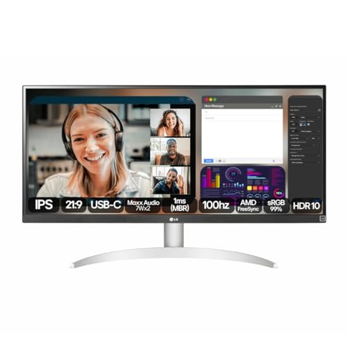 Monitor LG UltraWide™ - Tela IPS de 29", 21:9, USB-C, 7Wx2 MaxxAudio®, sRGB 99%, 100Hz - 29WQ600B