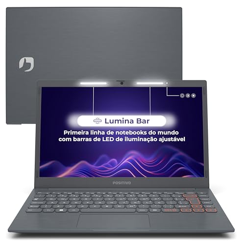 Notebook Positivo Vision C14 Lumina BAR Celeron, 8GB 128GB eMMC, Tela 14 Polegadas HD Antirreflexo, Linux, Tecla Link - Cinza