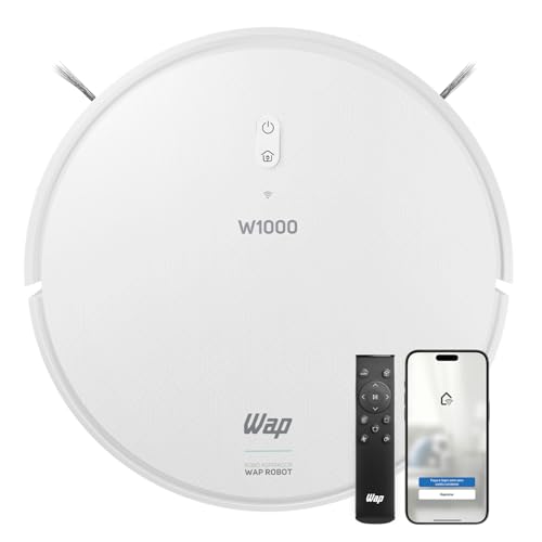 WAP Robô Aspirador de Pó ROBOT W1000 – Mapeamento de Tempo Real GYRO, Base de Carregamento, Passa Pano, 3 Níveis de Sucção, 5 Modos de Limpeza, Compatível com Alexa e Google