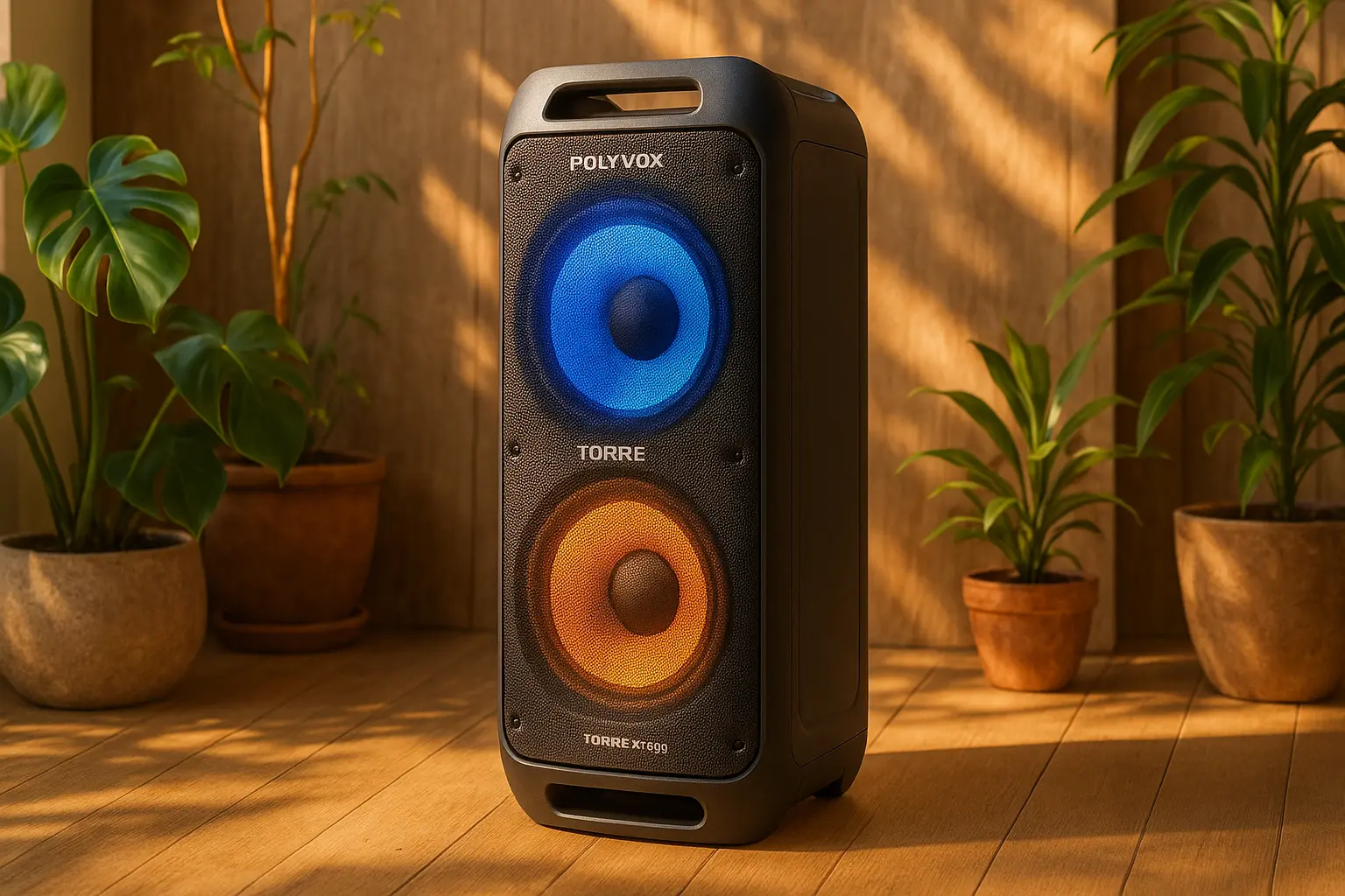 Caixa de Som Amplificada Polyvox Torre XT-990 TWS Bluetooth Full Led 2000W