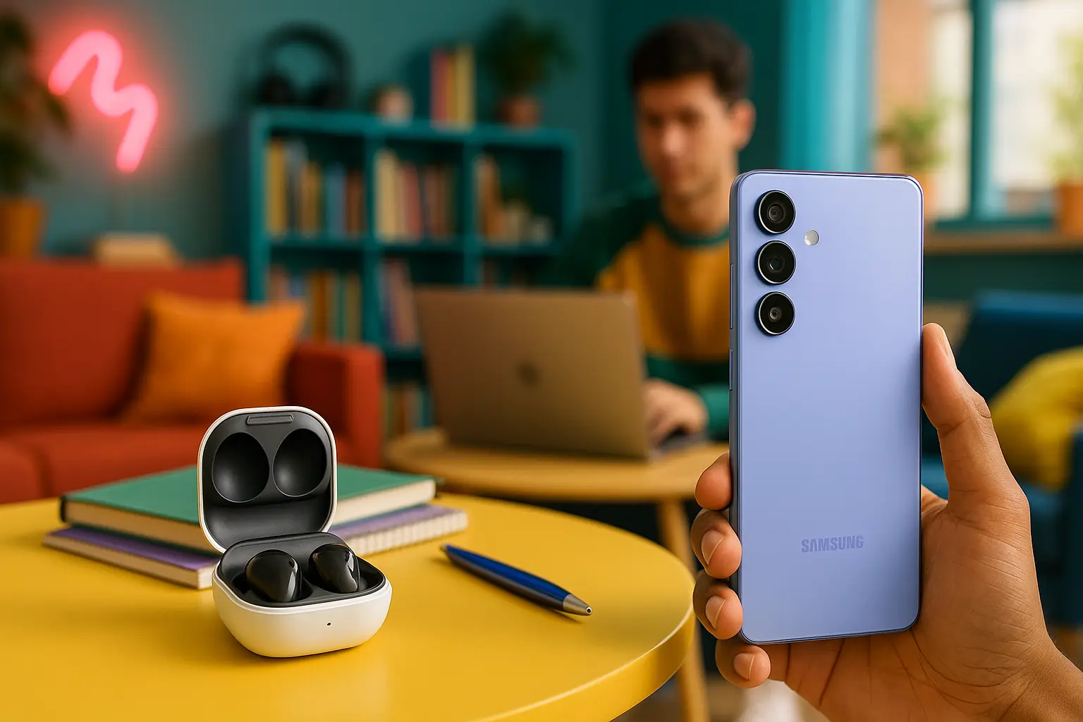 Samsung A56 5G (256GB) + Galaxy Buds FE: Desempenho e Estilo