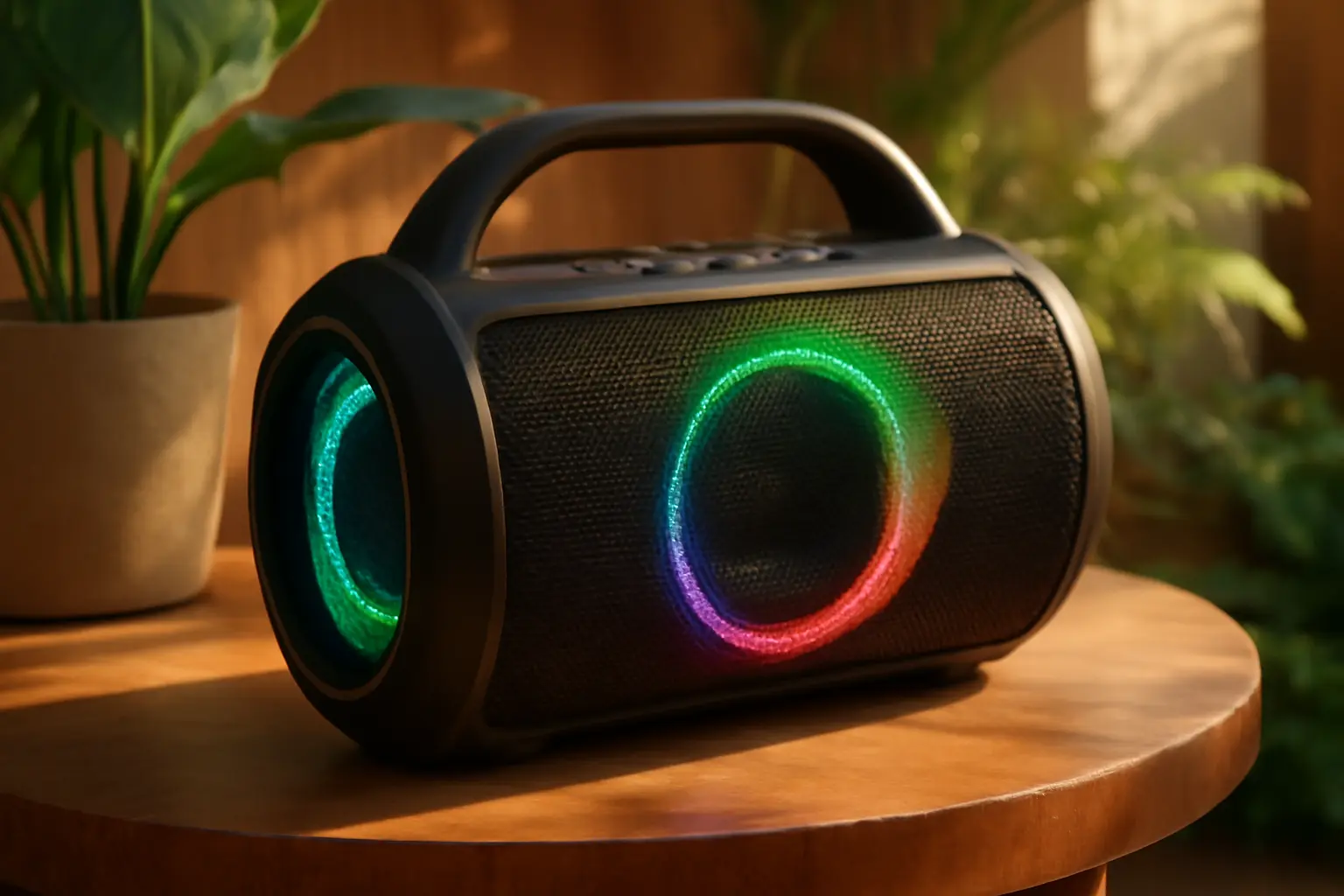 Caixa de Som Bluetooth Basike H61: Potência de 50W, Resistente à Água e Luz RGB