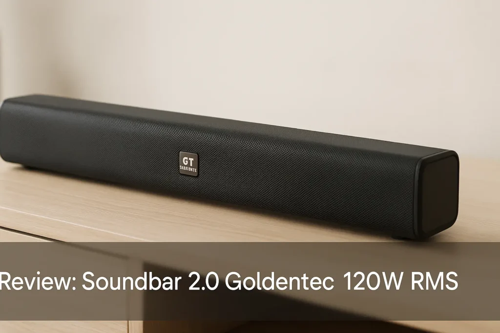 Soundbar 2.0 Goldentec 120W RMS: Som Compacto e Potente