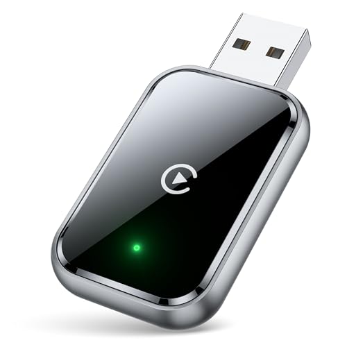 Adaptador CarPlay sem fio para iPhone, adaptador Apple CarPlay com fio para sem fio, tamanho mini com cabo de extensão USB e USB-C/Tipo-C, controle estável e sem atraso, preto