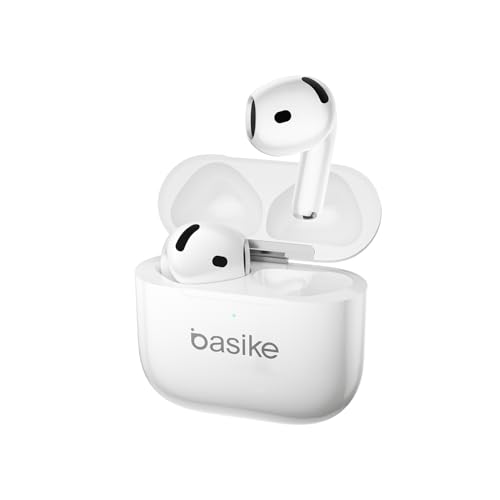 Basike Fone De Ouvido Sem Fio Bluetooth 5.4, Fone de Ouvido Estéreo Hi-Fi, Chamadas de Voz, Controle Tátil Premium, Cancelamento de Ruído, IPX4, 80h Standby, Compatível com Android e iOS (Branco)