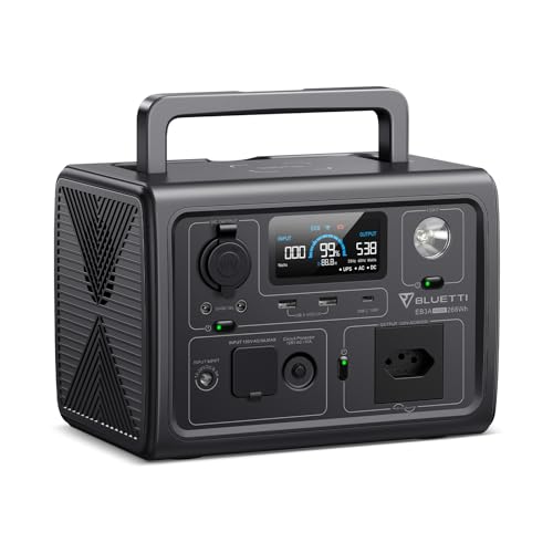 BLUETTI EB3A Gerador de Energia Solar, Bateria LiFePO4 de 268Wh com 1 Tomada CA de 120V | 600W (Pico de 1200W), Recarregue de 0 a 80% em 30 Min, Gerador Solar para Camping ao Ar Livre