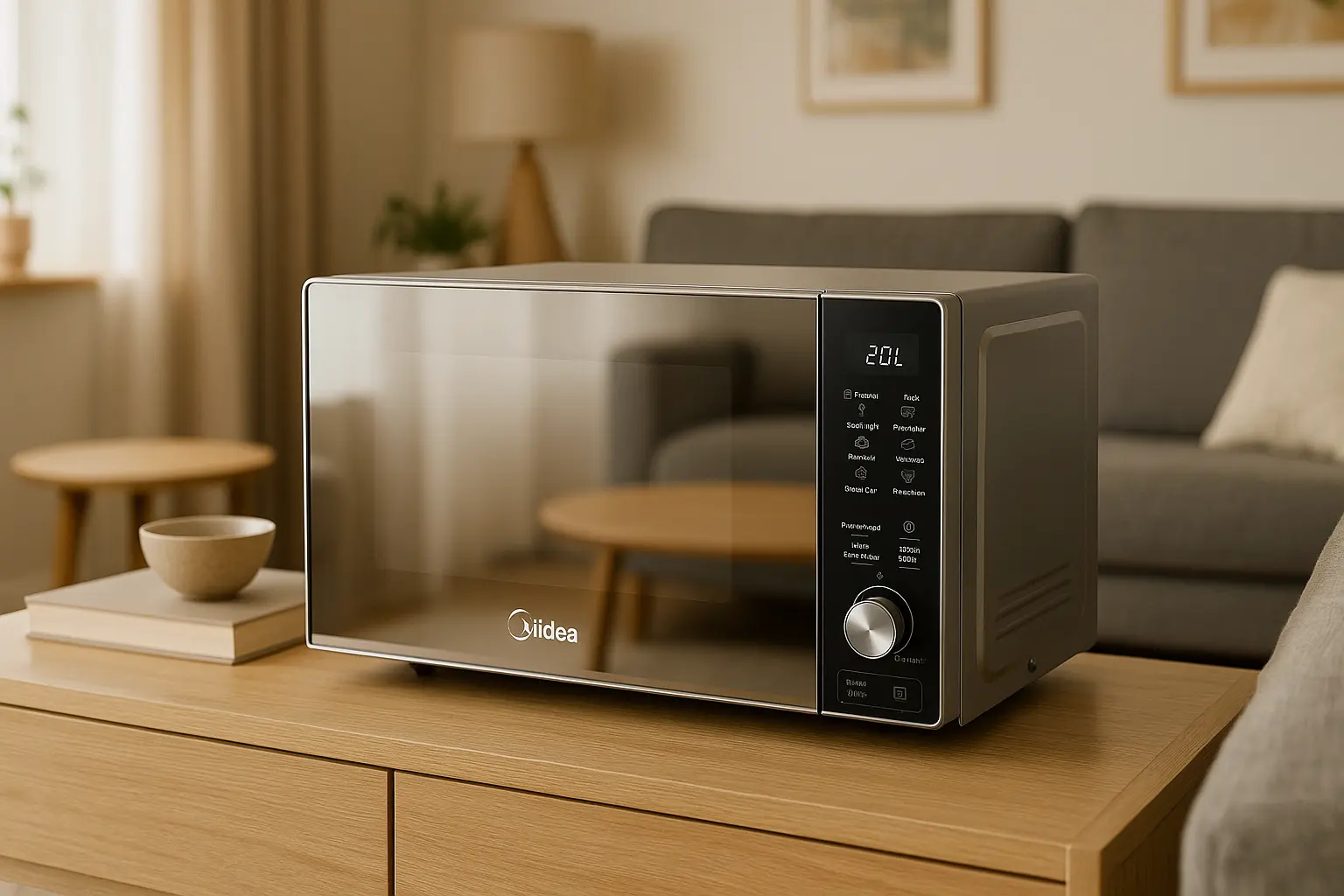 Forno Micro-ondas Midea 20L Prata Espelhado: Compacto, Bonito e Inteligente